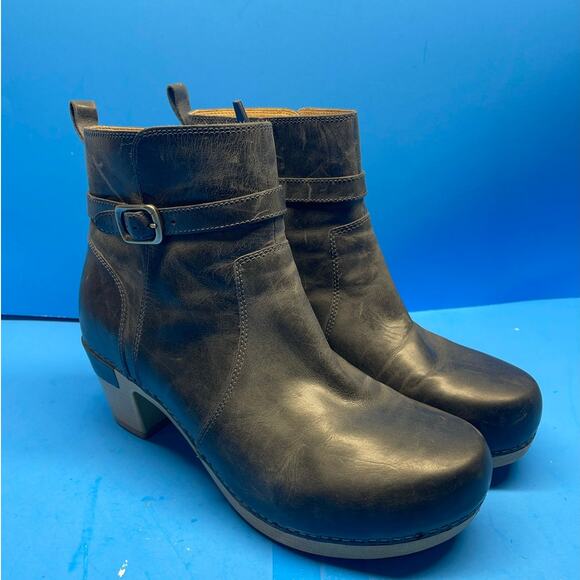 Dansko Boots Women's 42 Henley Casual Side Zip Ankle Bootie Blue Leather Heels - Picture 1 of 10